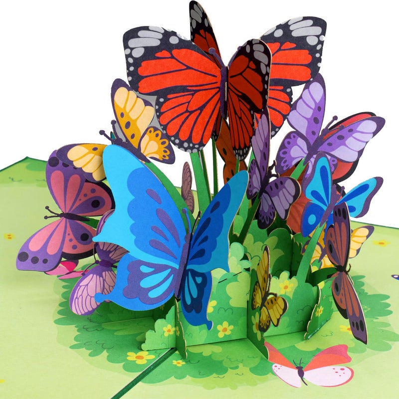 Paper Love 3D Butterflies Pop Up Valentines Day Card, Gift for Valentines Day, Birthday, Wedding, Anniversary, Thank You, Get Well, All Occasion - 5" x 7" Cover - Includes Envelope and Note Tag - Image 1